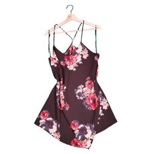 Free People Floral Print Slip Dress with Asymmetrical Hem Sz. Large